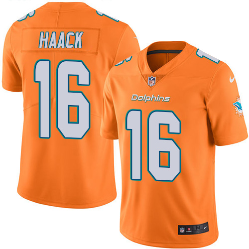 Men's Nike Miami Dolphins #16 Matt Haack Limited Orange Rush Vapor Untouchable NFL Jersey