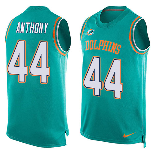 Men's Nike Miami Dolphins #44 Stephone Anthony Limited Aqua Green Player Name & Number Tank Top NFL Jersey