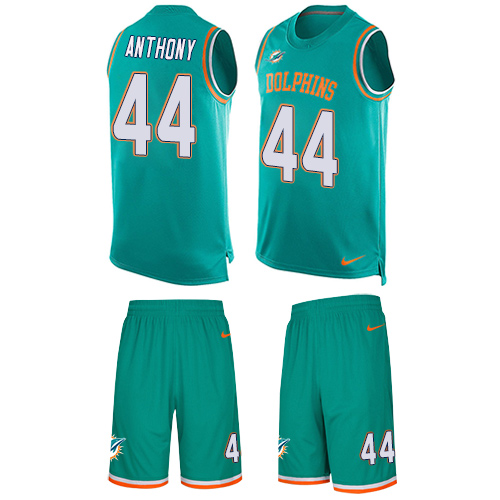 Men's Nike Miami Dolphins #44 Stephone Anthony Limited Aqua Green Tank Top Suit NFL Jersey