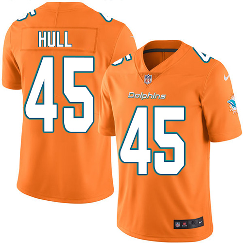 Men's Nike Miami Dolphins #45 Mike Hull Elite Orange Rush Vapor Untouchable NFL Jersey