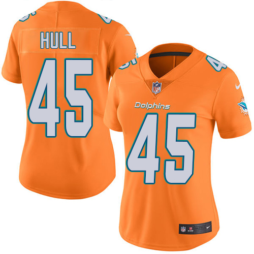 Women's Nike Miami Dolphins #45 Mike Hull Limited Orange Rush Vapor Untouchable NFL Jersey