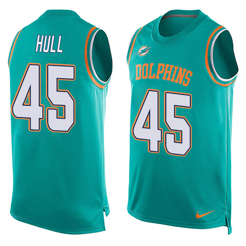 Men's Nike Miami Dolphins #45 Mike Hull Limited Aqua Green Player Name & Number Tank Top NFL Jersey