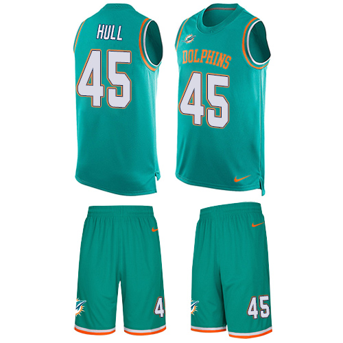 Men's Nike Miami Dolphins #45 Mike Hull Limited Aqua Green Tank Top Suit NFL Jersey