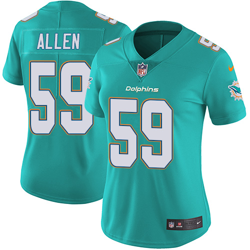 Women's Nike Miami Dolphins #59 Chase Allen Aqua Green Team Color Vapor Untouchable Limited Player NFL Jersey