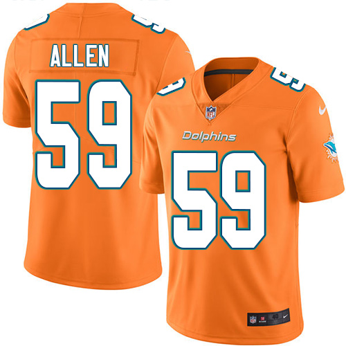 Men's Nike Miami Dolphins #59 Chase Allen Elite Orange Rush Vapor Untouchable NFL Jersey