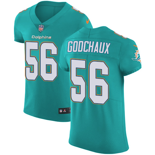 Men's Nike Miami Dolphins #56 Davon Godchaux Elite Aqua Green Team Color NFL Jersey