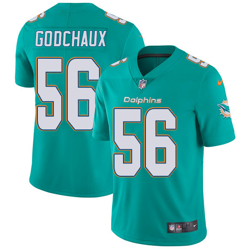 Men's Nike Miami Dolphins #56 Davon Godchaux Aqua Green Team Color Vapor Untouchable Limited Player NFL Jersey
