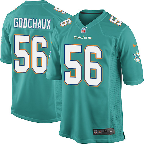 Men's Nike Miami Dolphins #56 Davon Godchaux Game Aqua Green Team Color NFL Jersey