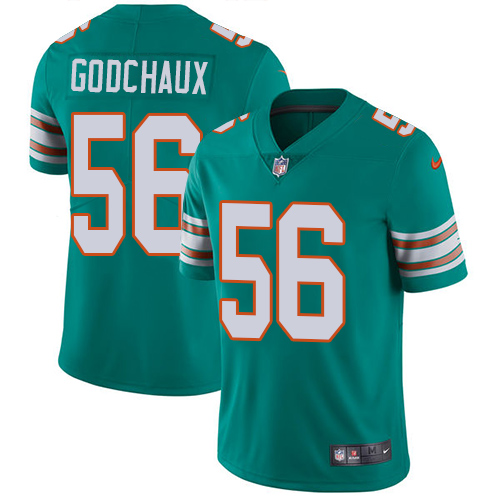 Men's Nike Miami Dolphins #56 Davon Godchaux Aqua Green Alternate Vapor Untouchable Limited Player NFL Jersey