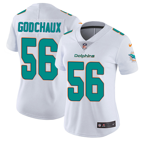 Women's Nike Miami Dolphins #56 Davon Godchaux White Vapor Untouchable Limited Player NFL Jersey