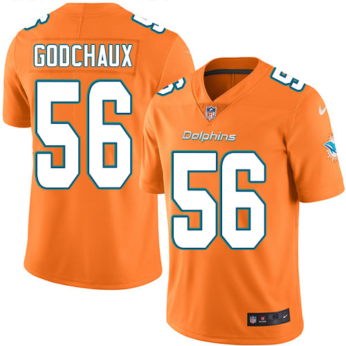 Men's Nike Miami Dolphins #56 Davon Godchaux Elite Orange Rush Vapor Untouchable NFL Jersey