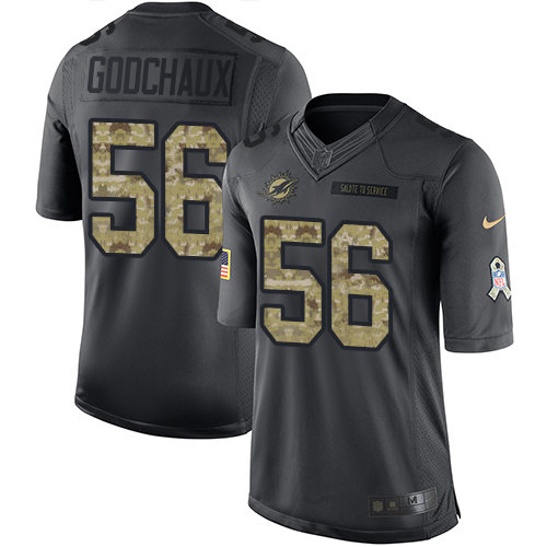 Men's Nike Miami Dolphins #56 Davon Godchaux Limited Black 2016 Salute to Service NFL Jersey
