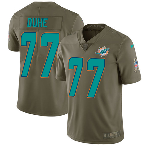 Men's Nike Miami Dolphins #77 Adam Joseph Duhe Limited Olive 2017 Salute to Service NFL Jersey