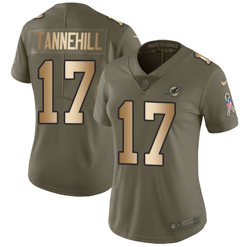 Women's Nike Miami Dolphins #17 Ryan Tannehill Limited Olive/Gold 2017 Salute to Service NFL Jersey