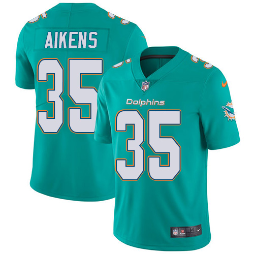 Youth Nike Miami Dolphins #35 Walt Aikens Aqua Green Team Color Vapor Untouchable Limited Player NFL Jersey