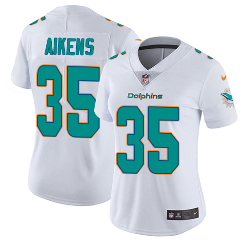 Women's Nike Miami Dolphins #35 Walt Aikens White Vapor Untouchable Limited Player NFL Jersey