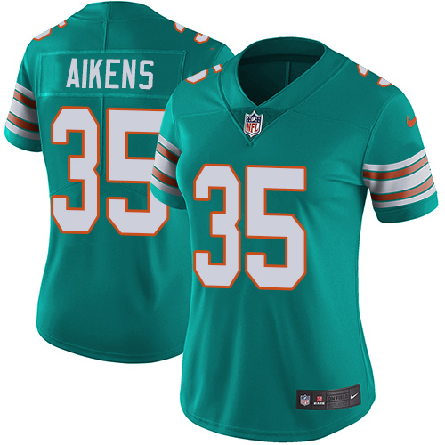 Women's Nike Miami Dolphins #35 Walt Aikens Aqua Green Alternate Vapor Untouchable Elite Player NFL Jersey