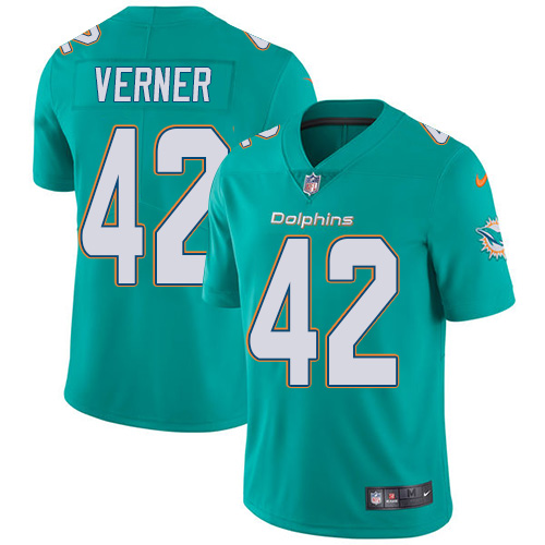 Men's Nike Miami Dolphins #42 Alterraun Verner Aqua Green Team Color Vapor Untouchable Limited Player NFL Jersey