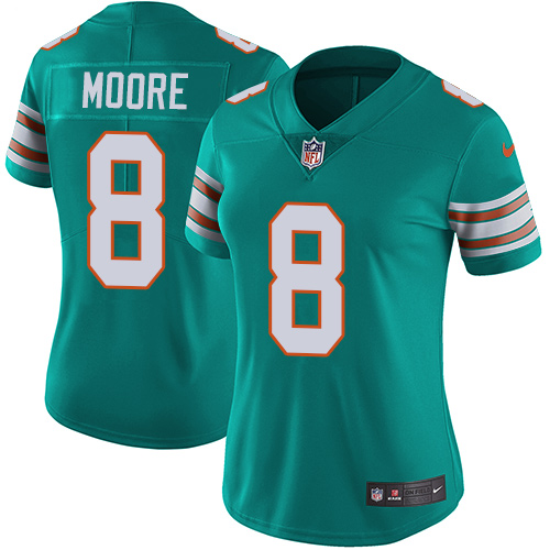 Women's Nike Miami Dolphins #8 Matt Moore Aqua Green Alternate Vapor Untouchable Elite Player NFL Jersey