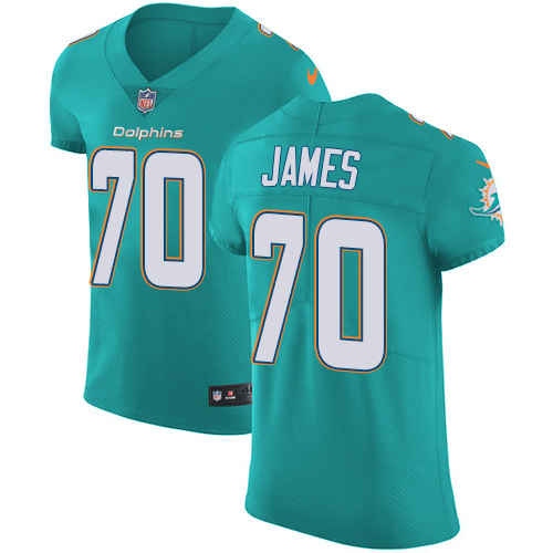 Men's Nike Miami Dolphins #70 Ja'Wuan James Elite Aqua Green Team Color NFL Jersey