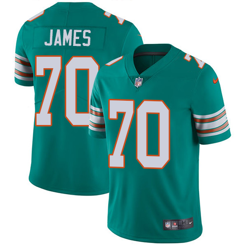 Youth Nike Miami Dolphins #70 Ja'Wuan James Aqua Green Alternate Vapor Untouchable Elite Player NFL Jersey