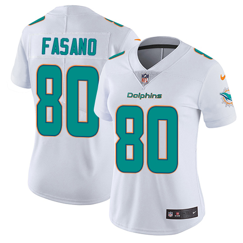 Women's Nike Miami Dolphins #80 Anthony Fasano White Vapor Untouchable Limited Player NFL Jersey