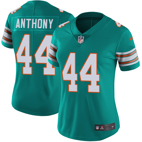 Women's Nike Miami Dolphins #44 Stephone Anthony Aqua Green Alternate Vapor Untouchable Limited Player NFL Jersey