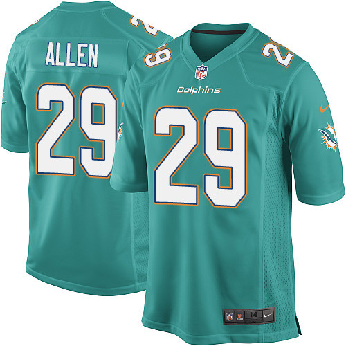 Men's Nike Miami Dolphins #29 Nate Allen Game Aqua Green Team Color NFL Jersey