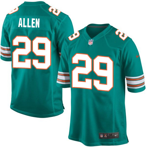 Men's Nike Miami Dolphins #29 Nate Allen Game Aqua Green Alternate NFL Jersey