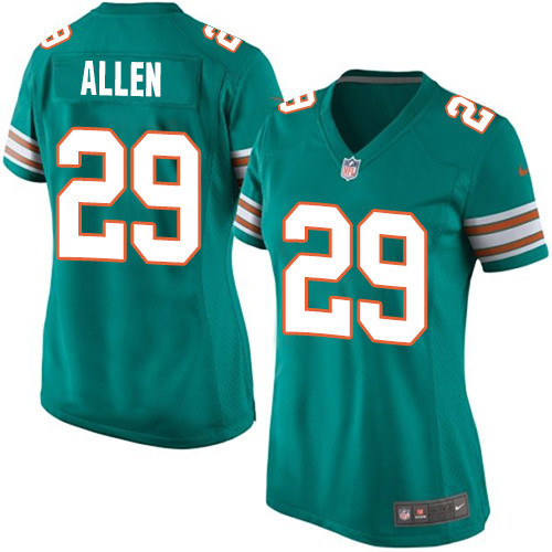 Women's Nike Miami Dolphins #29 Nate Allen Game Aqua Green Alternate NFL Jersey