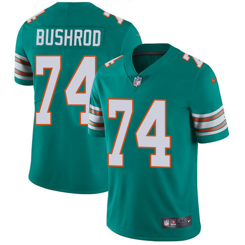 Men's Nike Miami Dolphins #74 Jermon Bushrod Aqua Green Alternate Vapor Untouchable Limited Player NFL Jersey