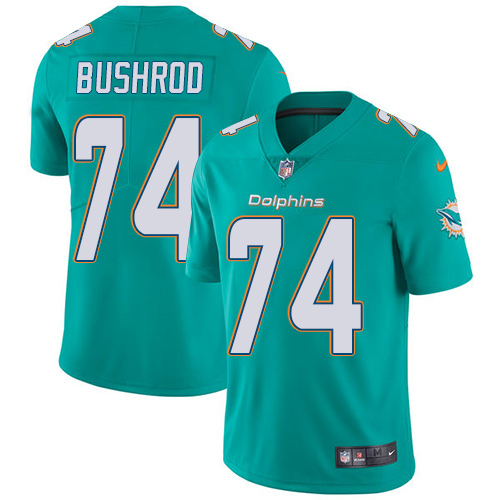 Youth Nike Miami Dolphins #74 Jermon Bushrod Aqua Green Team Color Vapor Untouchable Elite Player NFL Jersey