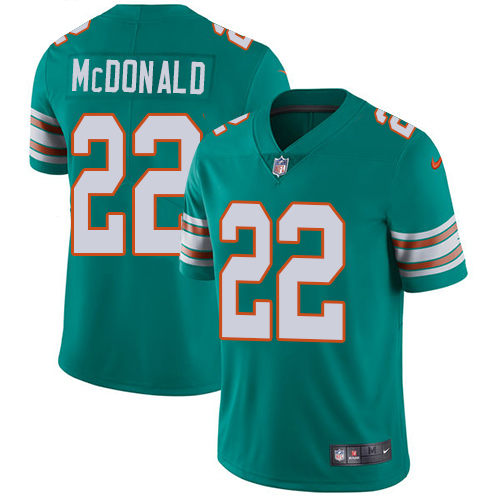 Men's Nike Miami Dolphins #22 T.J. McDonald Aqua Green Alternate Vapor Untouchable Limited Player NFL Jersey