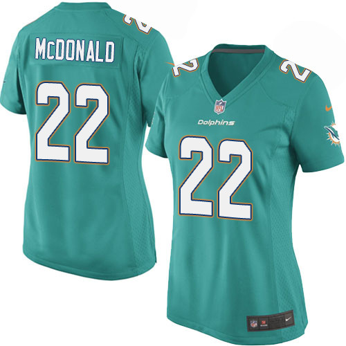 Women's Nike Miami Dolphins #22 T.J. McDonald Game Aqua Green Team Color NFL Jersey