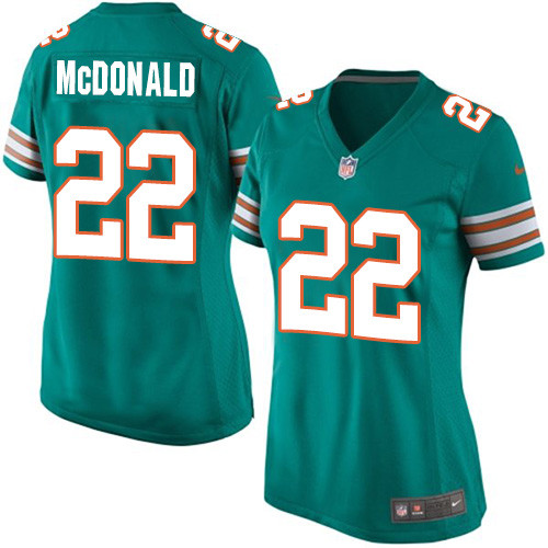 Women's Nike Miami Dolphins #22 T.J. McDonald Game Aqua Green Alternate NFL Jersey