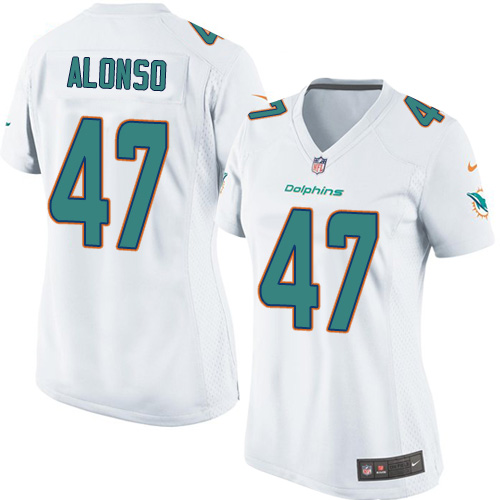 Women's Nike Miami Dolphins #47 Kiko Alonso Game White NFL Jersey