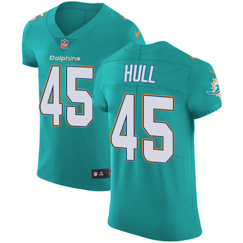 Men's Nike Miami Dolphins #45 Mike Hull Elite Aqua Green Team Color NFL Jersey