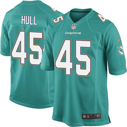 Men's Nike Miami Dolphins #45 Mike Hull Game Aqua Green Team Color NFL Jersey