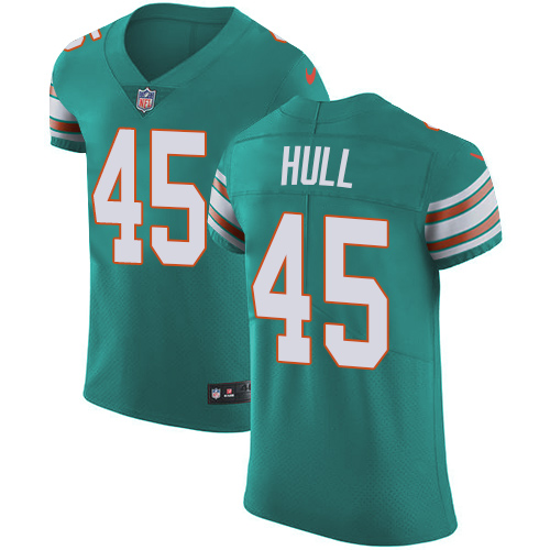Men's Nike Miami Dolphins #45 Mike Hull Elite Aqua Green Alternate NFL Jersey