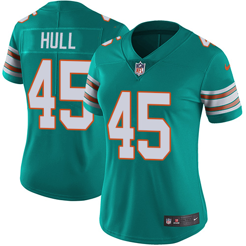 Women's Nike Miami Dolphins #45 Mike Hull Aqua Green Alternate Vapor Untouchable Limited Player NFL Jersey
