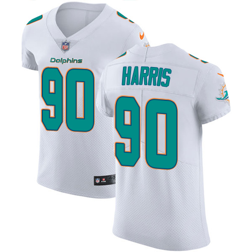 Men's Nike Miami Dolphins #90 Charles Harris Elite White NFL Jersey