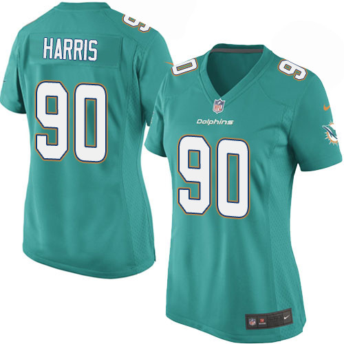 Women's Nike Miami Dolphins #90 Charles Harris Game Aqua Green Team Color NFL Jersey