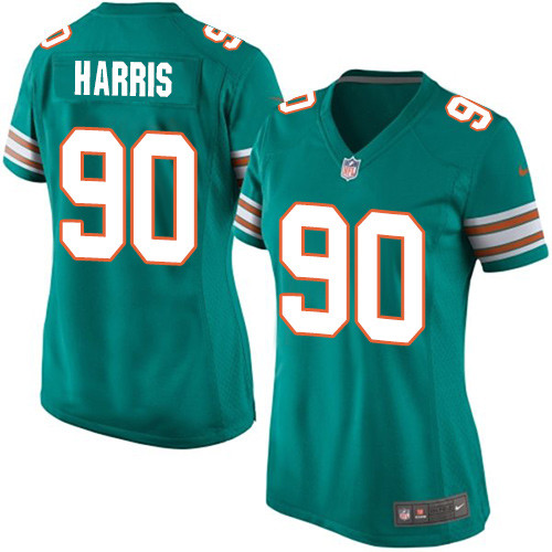 Women's Nike Miami Dolphins #90 Charles Harris Game Aqua Green Alternate NFL Jersey