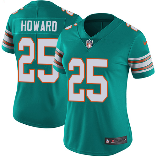 Women's Nike Miami Dolphins #25 Xavien Howard Aqua Green Alternate Vapor Untouchable Elite Player NFL Jersey