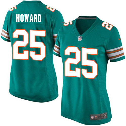 Women's Nike Miami Dolphins #25 Xavien Howard Game Aqua Green Alternate NFL Jersey