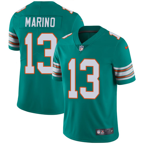 Men's Nike Miami Dolphins #13 Dan Marino Aqua Green Alternate Vapor Untouchable Limited Player NFL Jersey
