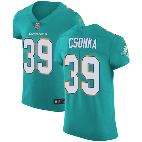 Men's Nike Miami Dolphins #39 Larry Csonka Elite Aqua Green Team Color NFL Jersey