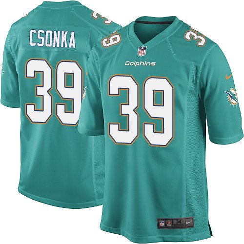 Men's Nike Miami Dolphins #39 Larry Csonka Game Aqua Green Team Color NFL Jersey