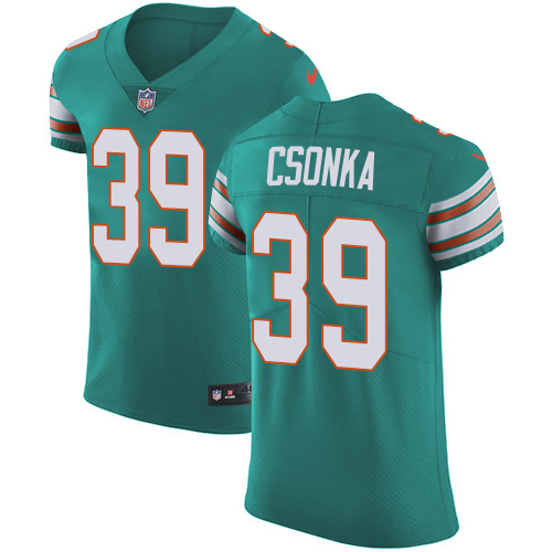 Men's Nike Miami Dolphins #39 Larry Csonka Elite Aqua Green Alternate NFL Jersey