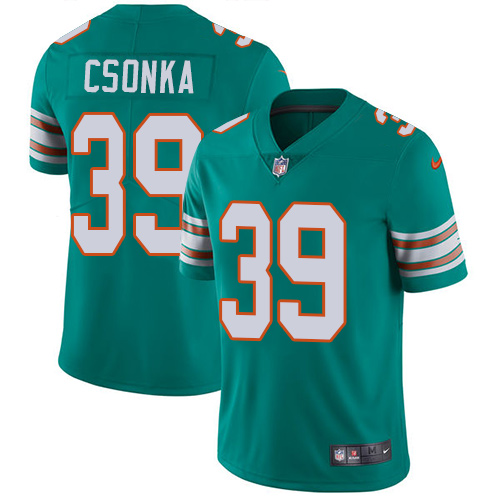 Men's Nike Miami Dolphins #39 Larry Csonka Aqua Green Alternate Vapor Untouchable Limited Player NFL Jersey